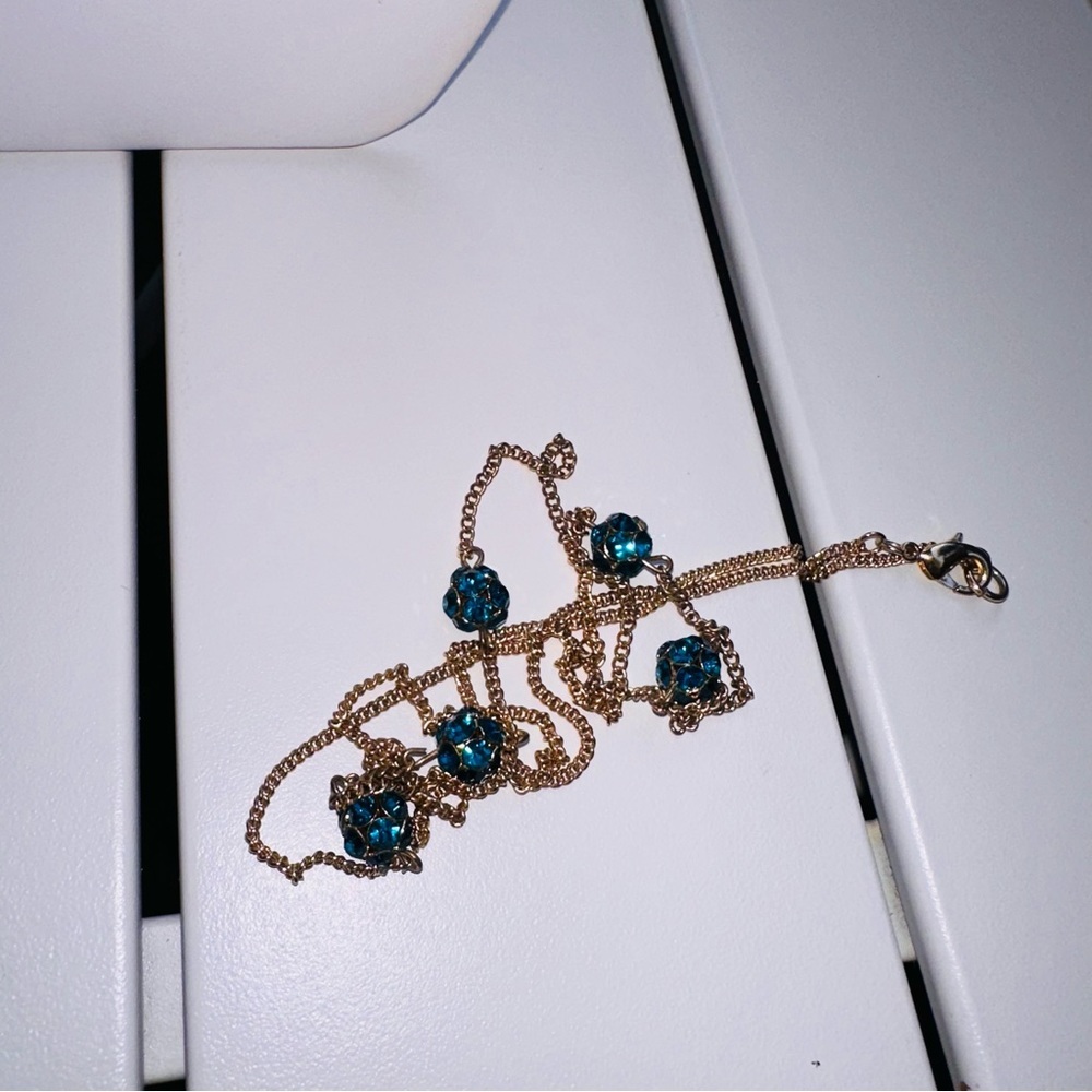 Blue Rhinestone ball necklace - Picture 9 of 9